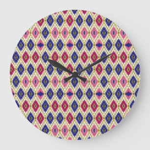 Geometrical Patterns: Traditional Textile Illustra Large Clock