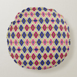 Geometrical Patterns: Traditional Textile Illustra Round Cushion