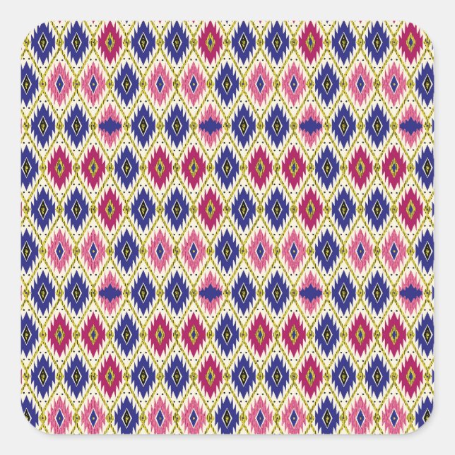 Geometrical Patterns: Traditional Textile Illustra Square Sticker (Front)