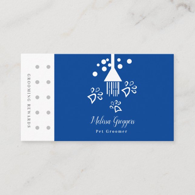 Geometrical Pet Groomer Dog Walker Paw Logo Reward Business Card (Front)