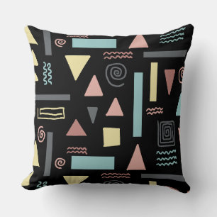 Geometrical shapes black pattern cushion