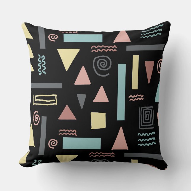 Geometrical shapes black pattern cushion (Front)
