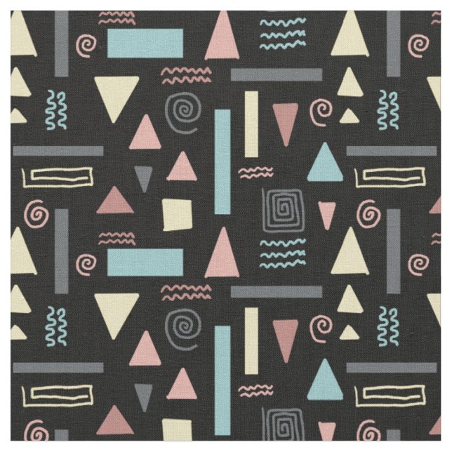 Geometrical shapes black pattern fabric (Close Up)