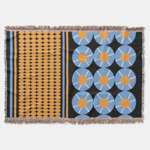 Geometrical Shapes Orang Blue Pattern Throw Blanket