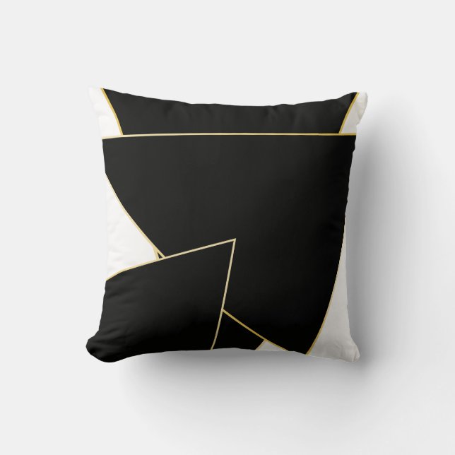 Geometrical Shapes Scandi  Black Gold Throw Pillow (Front)