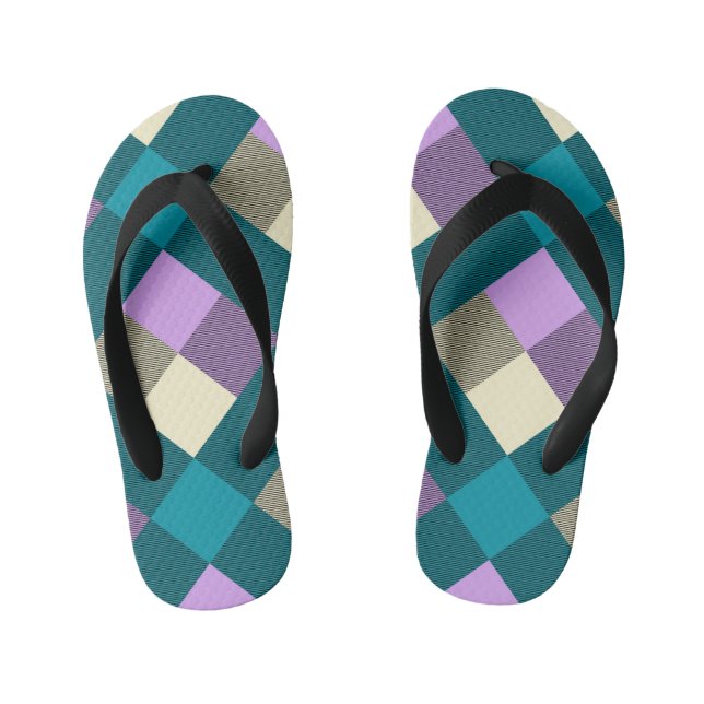 Geometrical Square Abstraction 20 Kid's Thongs (Footbed)