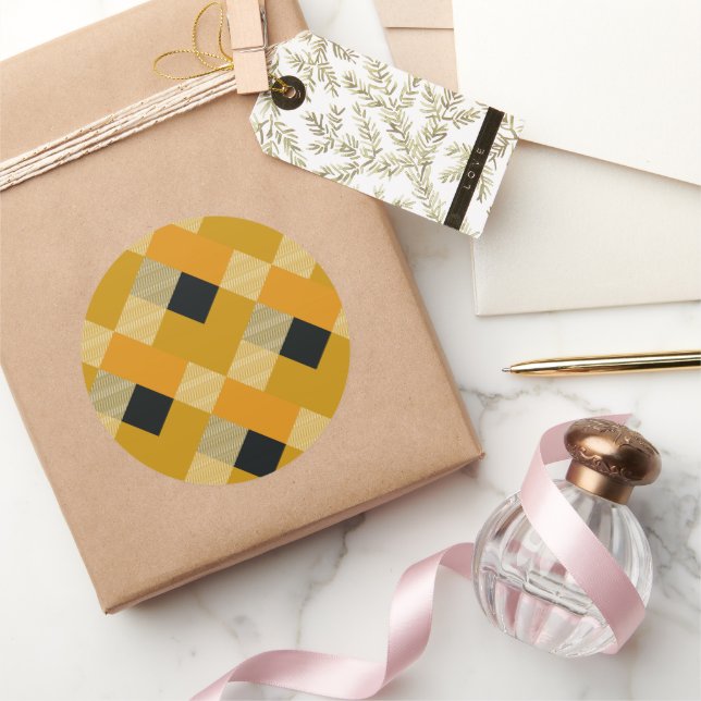 Geometrical Square Abstraction 9 Classic Round Sticker (Gifting)