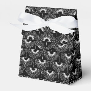 Geometrical swan flying bird pattern black white favour box