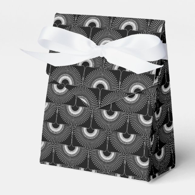 Geometrical swan flying bird pattern black white favour box (Front Side)