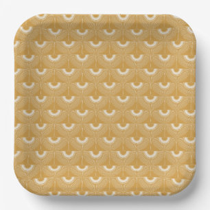 Geometrical swan flying bird pattern brown paper plate