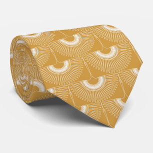 Geometrical swan flying bird pattern brown tie