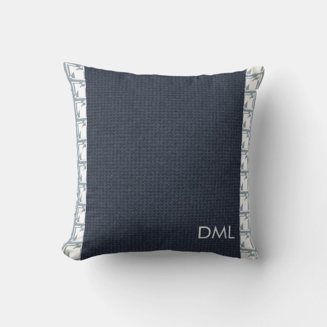 Geometrical Texture Warm Blue Tones Pattern Cushion (Front)