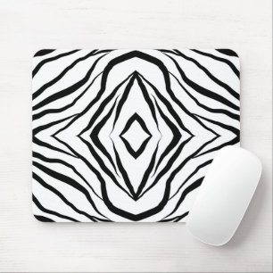 Geometrical White over black Zebra stripes Mouse Pad
