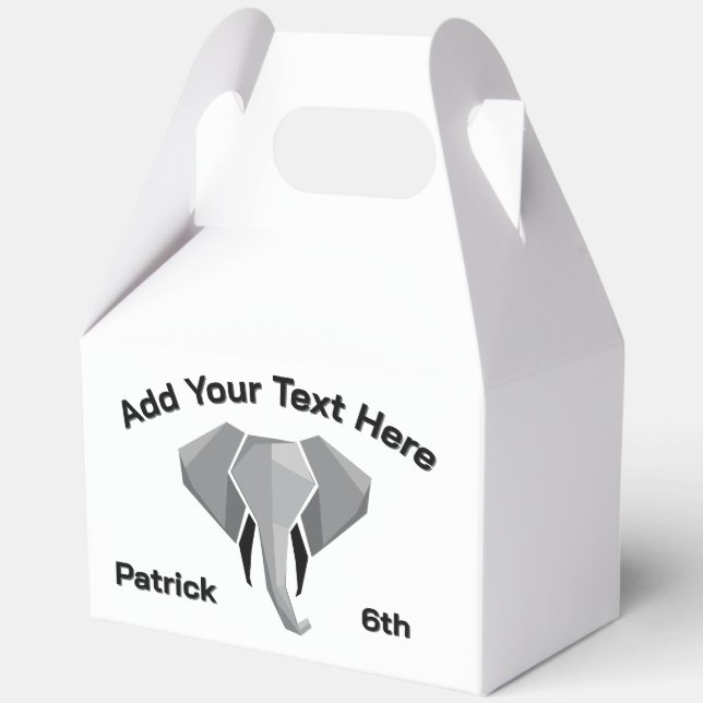  Geometrics Elephant Head Age Name Text Favour Box (Back)
