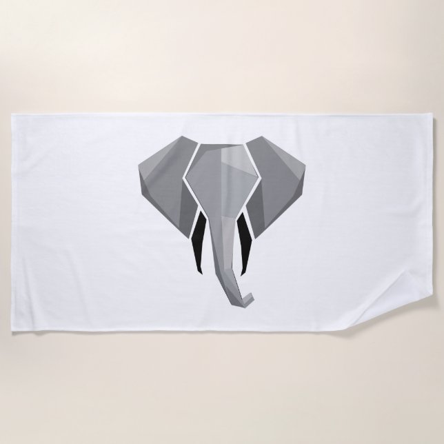 Geometrics Elephant Head  Beach Towel (Front)