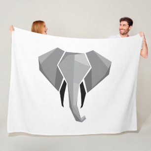 Geometrics Elephant Head  Fleece Blanket