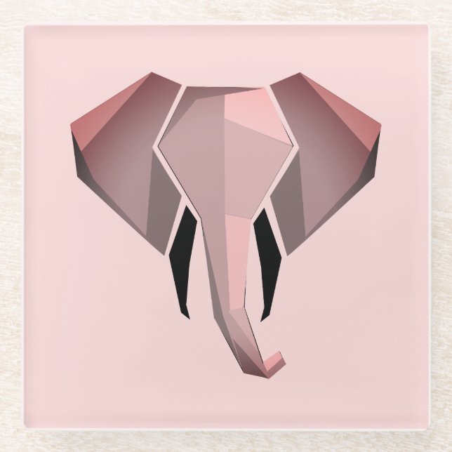 Geometrics Elephant Head  Glass Coaster (Front)