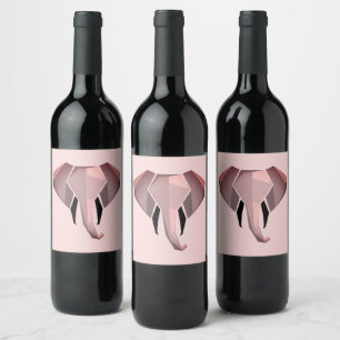 Geometrics Elephant Head  Wine Label
