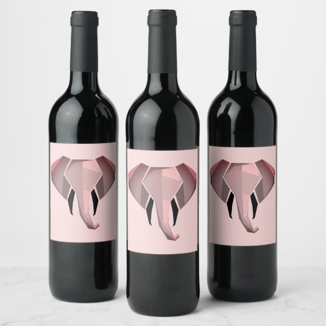 Geometrics Elephant Head  Wine Label (Bottles)
