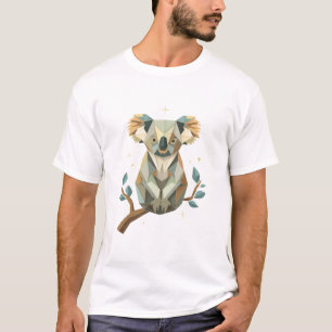 Geometrischer Origami-Koala auf Eukalyptuszweig T-Shirt