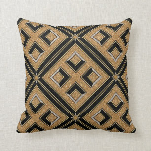 Geometry Art Deco Black Gold Cushion Pillow