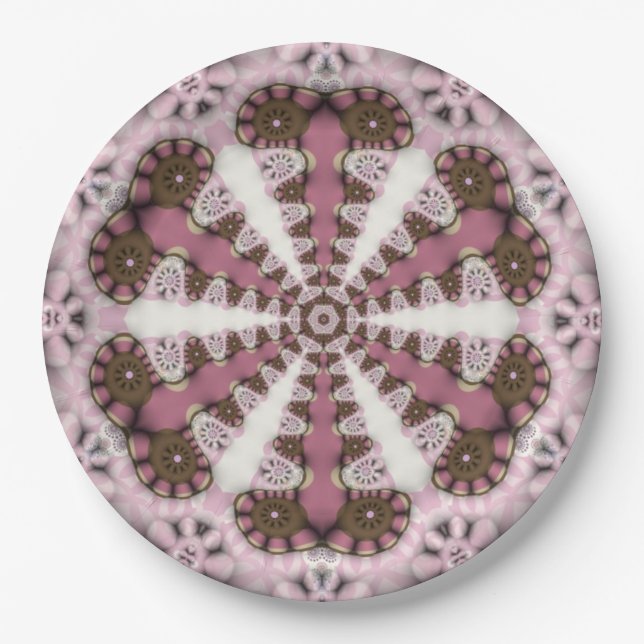 Geometry Country Earth Pink Mandala Paper Plate (Front)