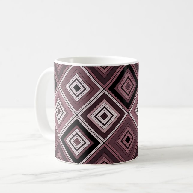 Geometry ethnic patchwork brown burgundy  coffee mug (Front Left)