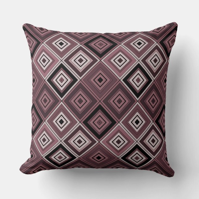 Geometry ethnic patchwork brown burgundy  cushion (Front)