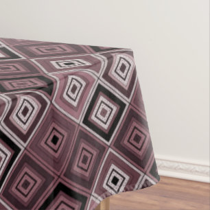 Geometry ethnic patchwork brown burgundy tablecloth