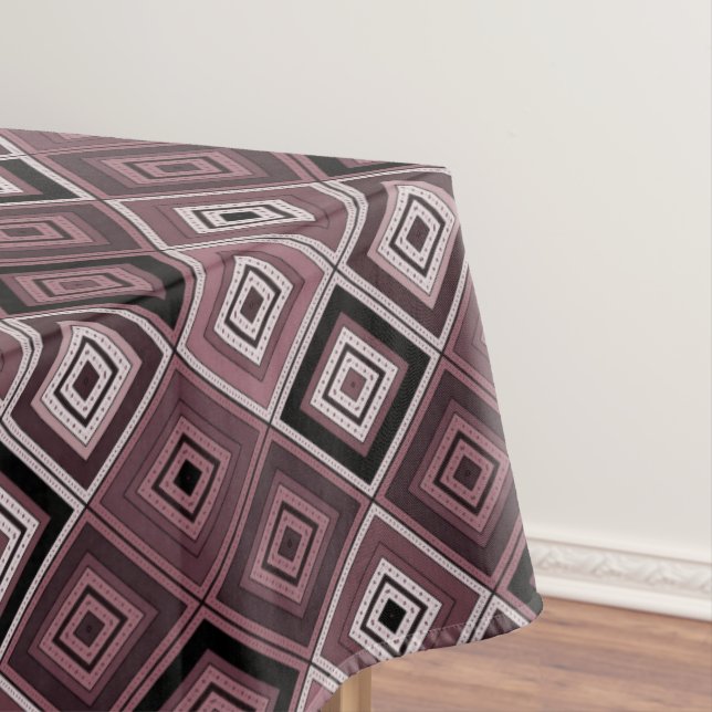 Geometry ethnic patchwork brown burgundy  tablecloth (In Situ)