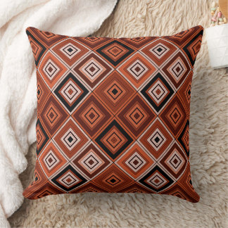 Geometry ethnic patchwork brown orange  cushion