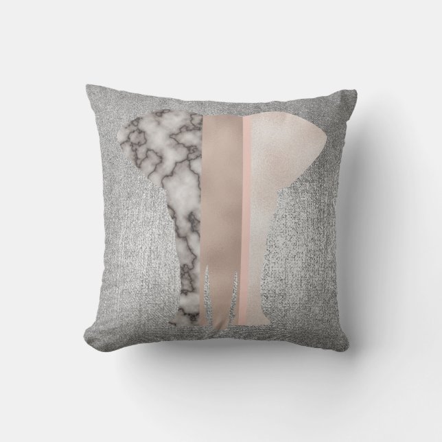 Geometry Gold Blush Pink Marble Grey VIP Elephant Cushion (Front)