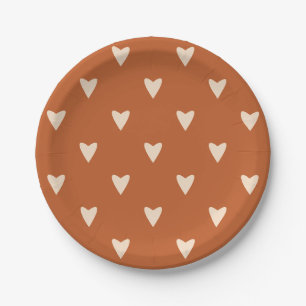 Geometry in Love - cream on red ochre - pattern. Paper Plate