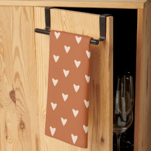 Geometry in Love - cream on red ochre - pattern.   Tea Towel
