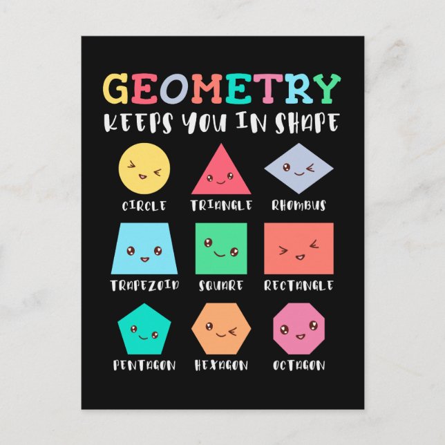 Geometry keeps you in shape, geometric shapes postcard (Front)