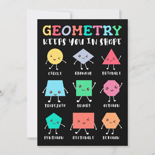 Geometry Keeps You in Shape – School Math Humour Invitation (Front)