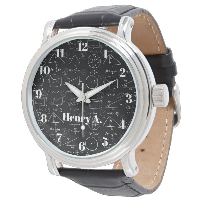 Geometry Math Stylish White and Black Watch (Angled)