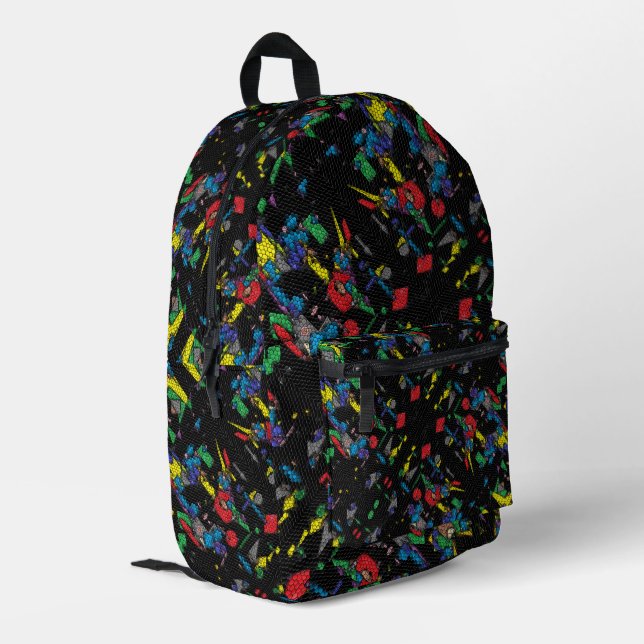 Geometry Mechanism Black  Printed Backpack (Back Corner Left)