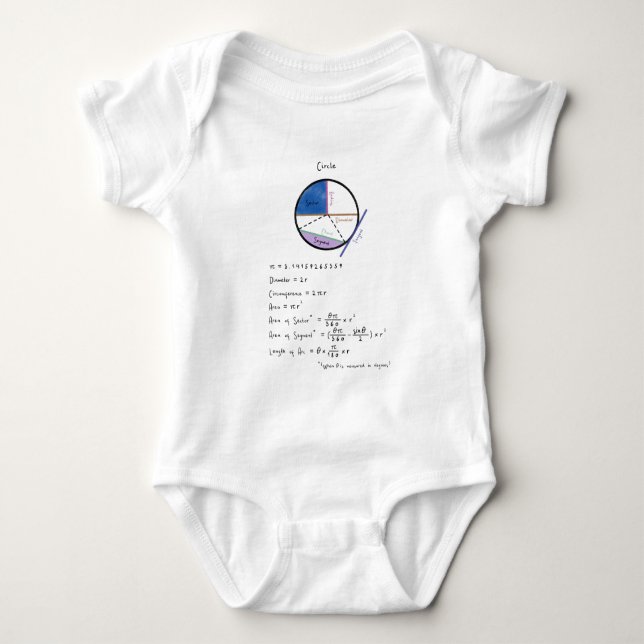 Geometry of a Circle Math Geometry Educational Baby Bodysuit (Front)