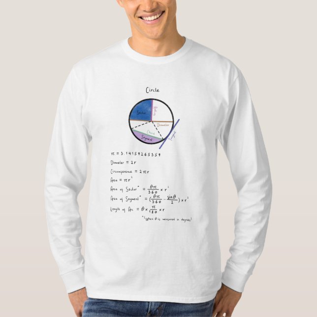 Geometry of a Circle Math Geometry Educational T-Shirt (Front)