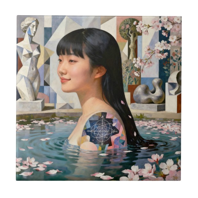 “Geometry of Serenity” – A Digital Portrait Ceramic Tile (Front)
