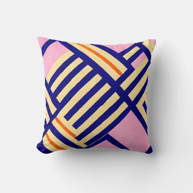 Geometry Pink Yellow and Blue Cushion (Front)