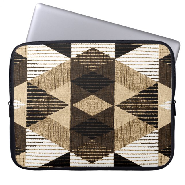 Geometry Repeat: Textured Background Design Laptop Sleeve (Front)
