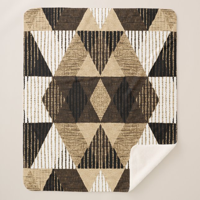 Geometry Repeat: Textured Background Design Sherpa Blanket (Front)