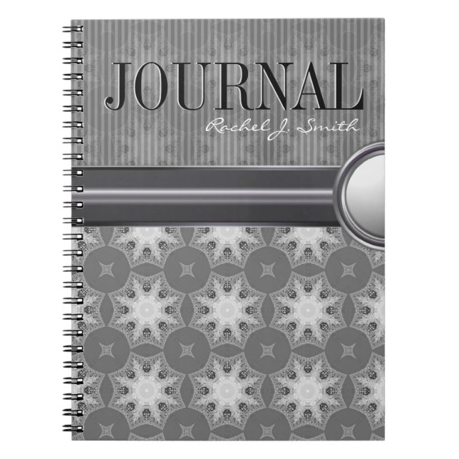 Geometry Silver White Snowflake Pattern Journal (Front)