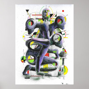 Geometry statues painting poster