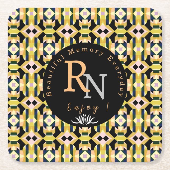Geometry Tile  Square Paper Coaster (Front)