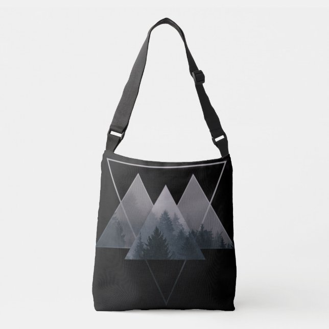 Geometry Triangles Misty Fores Crossbody Bag (Front)