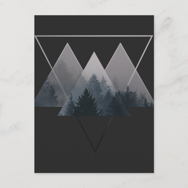 Geometry Triangles Misty Fores Holiday Postcard (Front)