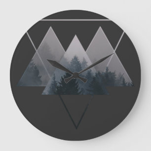 Geometry Triangles Misty Fores Large Clock